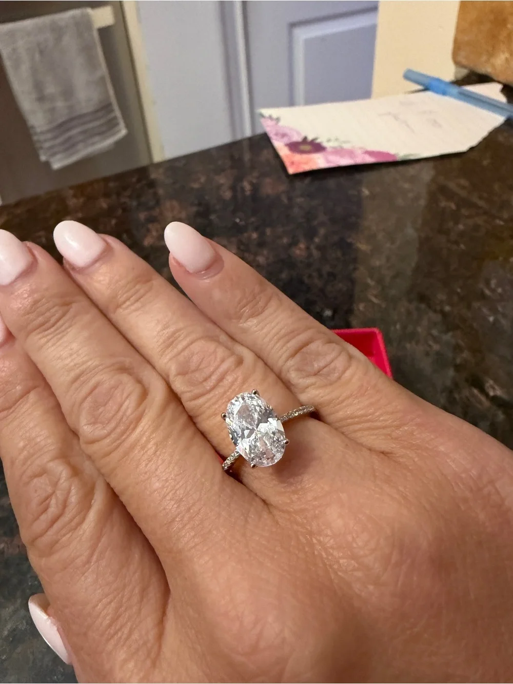 Adina Eden Oval Solitaire Cubic Zirconia Ring in Silver Tone